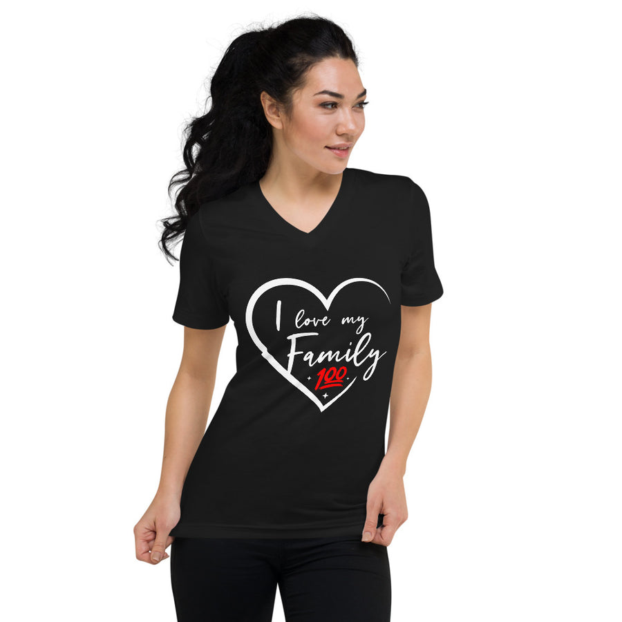 I Love my family white Unisex V-Neck T-Shirt - That Family Reunion Chick