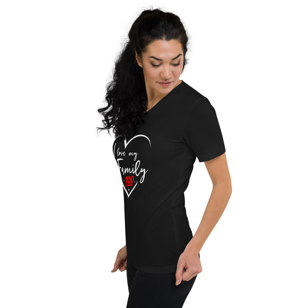 I Love my family white Unisex V-Neck T-Shirt - That Family Reunion Chick