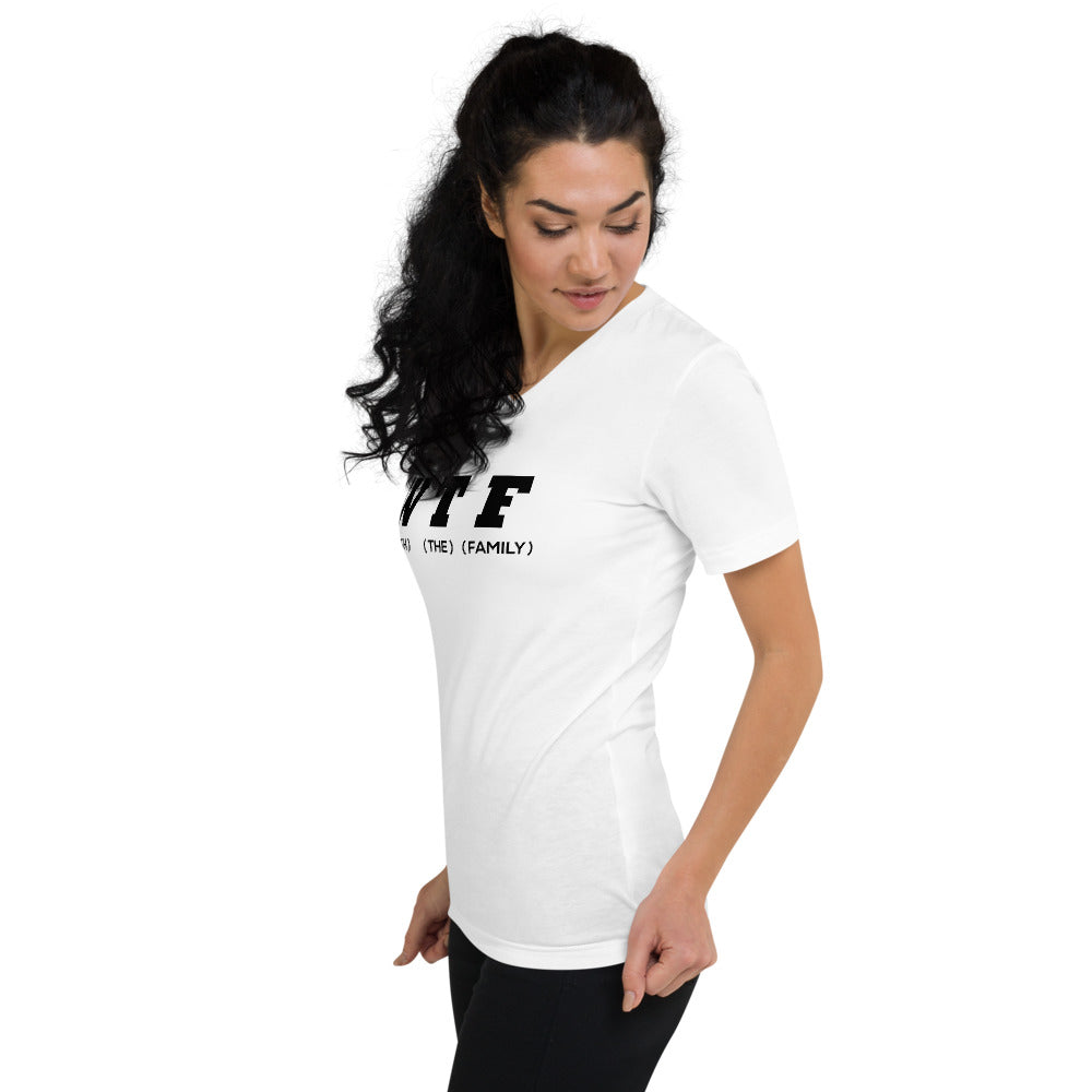WTF Black Unisex V-Neck T-Shirt - That Family Reunion Chick