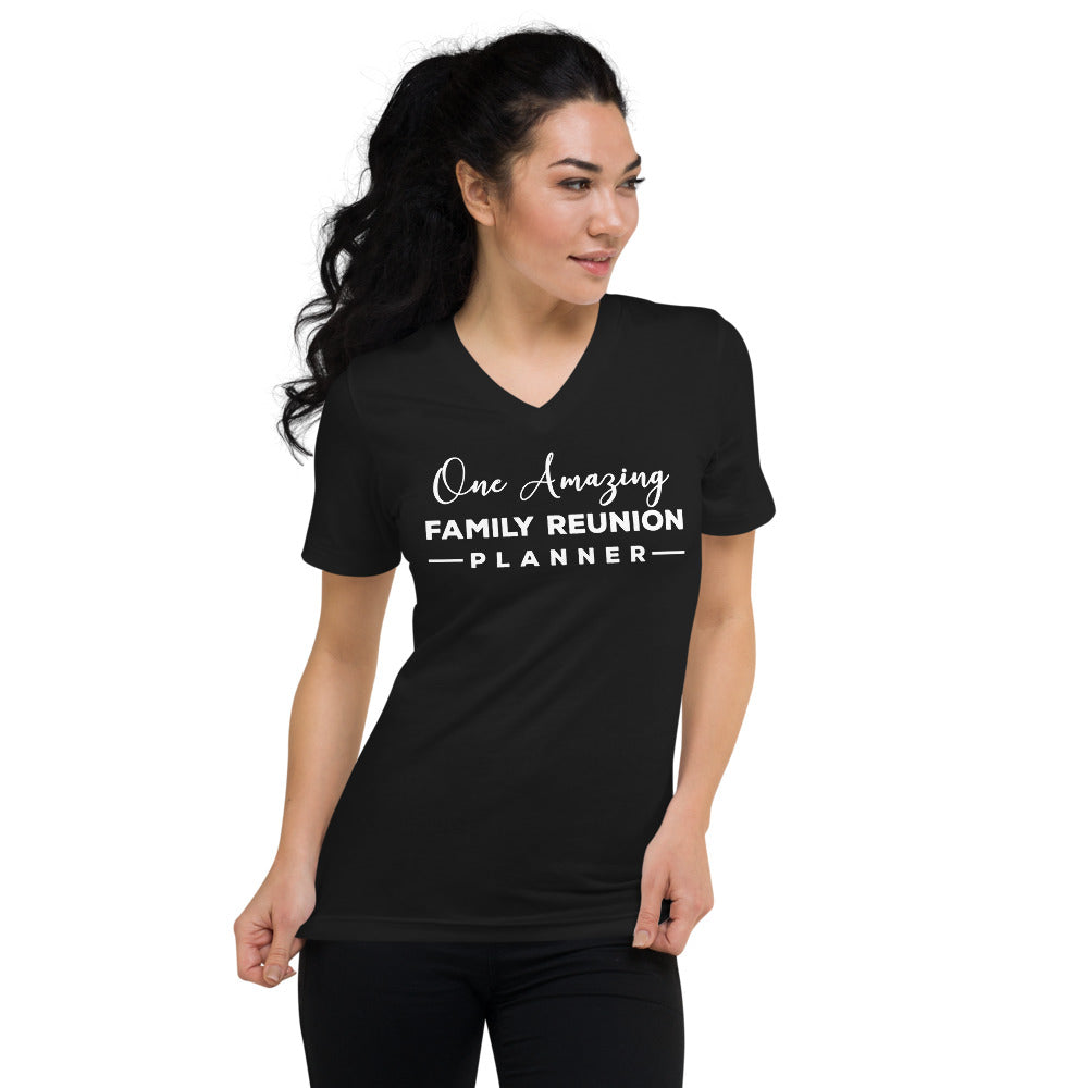 One Amazing Planner White Unisex V-Neck T-Shirt - That Family Reunion Chick