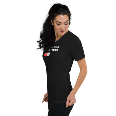 Family Reunion Mode OFF White Unisex V-Neck T-Shirt - That Family Reunion Chick